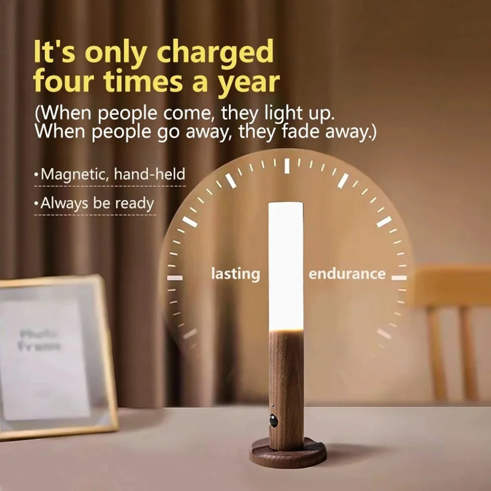 WoodAura | Rechargeable Motion Sensor Wall Sconce with Magnetic Decor