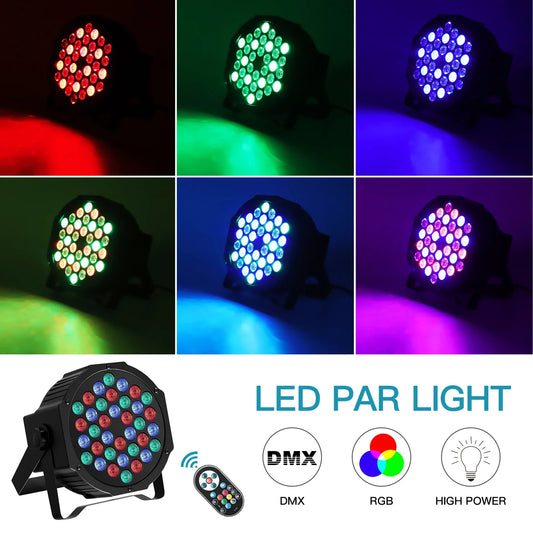 RGB Par Lights 36LED Stage Lighting – DMX512 Uplights for DJ, Party, Wedding Events