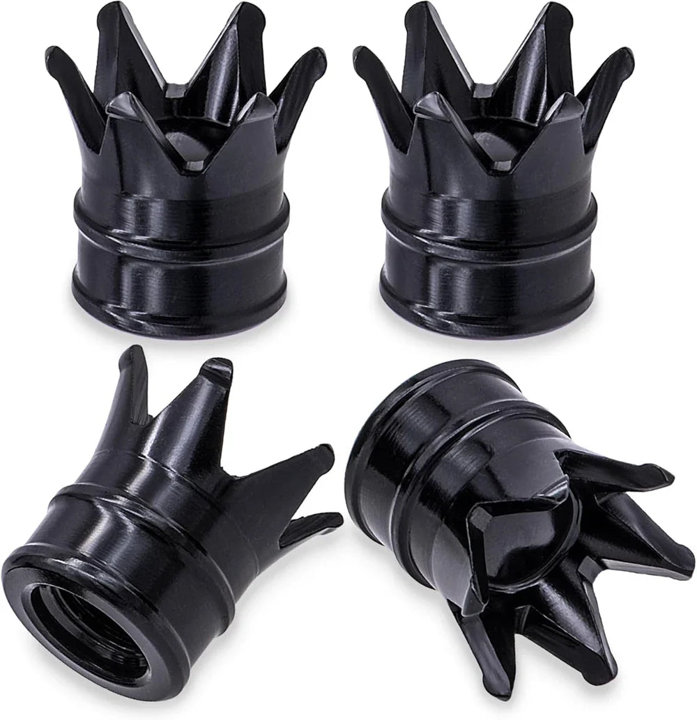 4-pack crown valve stem caps in black plastic by BikerZoneZ on Tampa Home & Garden Store