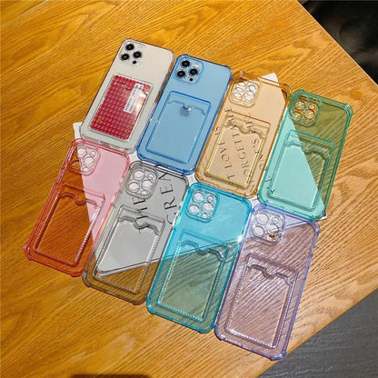 Transparent Card Slot Case For Iphone With Holder