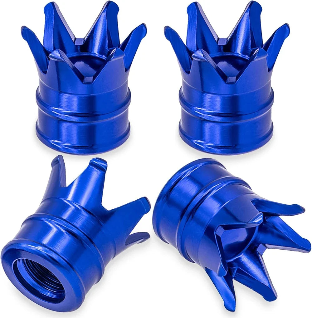 Crown valve stem caps, blue metal 4-pack by BikerZoneZ on Tampa Home & Garden Store