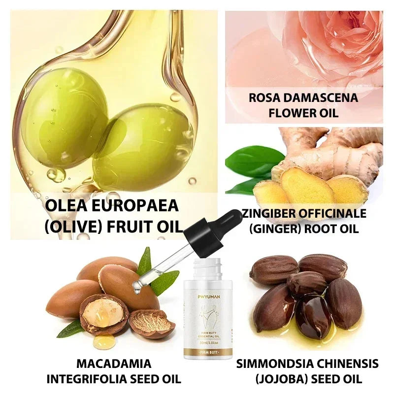 Breast enlargement and butt lift essential oil blend with olive and jojoba oils dropper bottle on Tampa Home & Garden Store