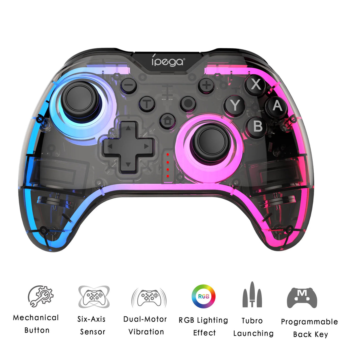 iPega wireless controller SW123 for Switch2/Switch/PC with RGB lighting, dual-motor vibration on Tampa Home & Garden Store