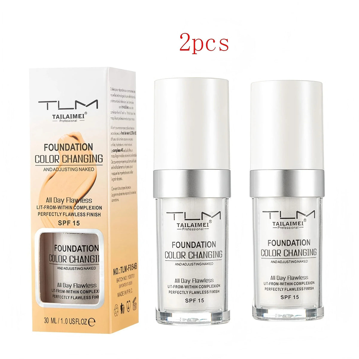 Tinted moisturizer foundation color-changing duo by Silcy Skin, 2x 30ml bottles SPF 15 on Tampa Home & Garden Store