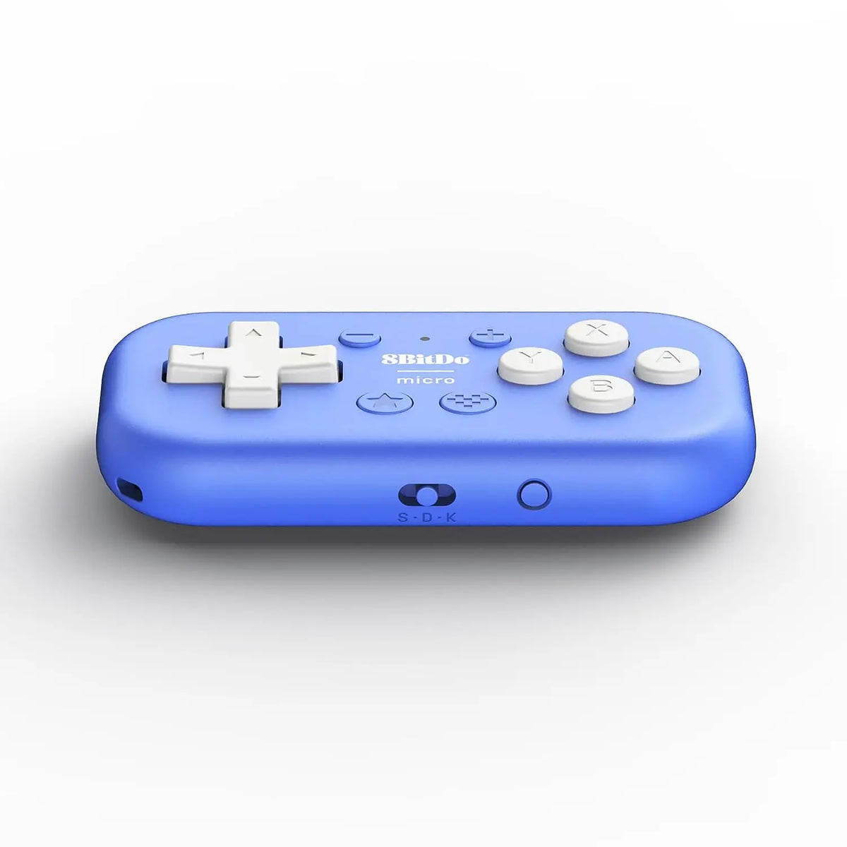 8BitDo Micro Bluetooth gamepad blue pocket-sized controller with white D-pad and buttons on Tampa Home & Garden Store