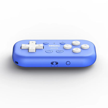 8BitDo Micro Bluetooth gamepad blue pocket-sized controller with white D-pad and buttons on Tampa Home & Garden Store