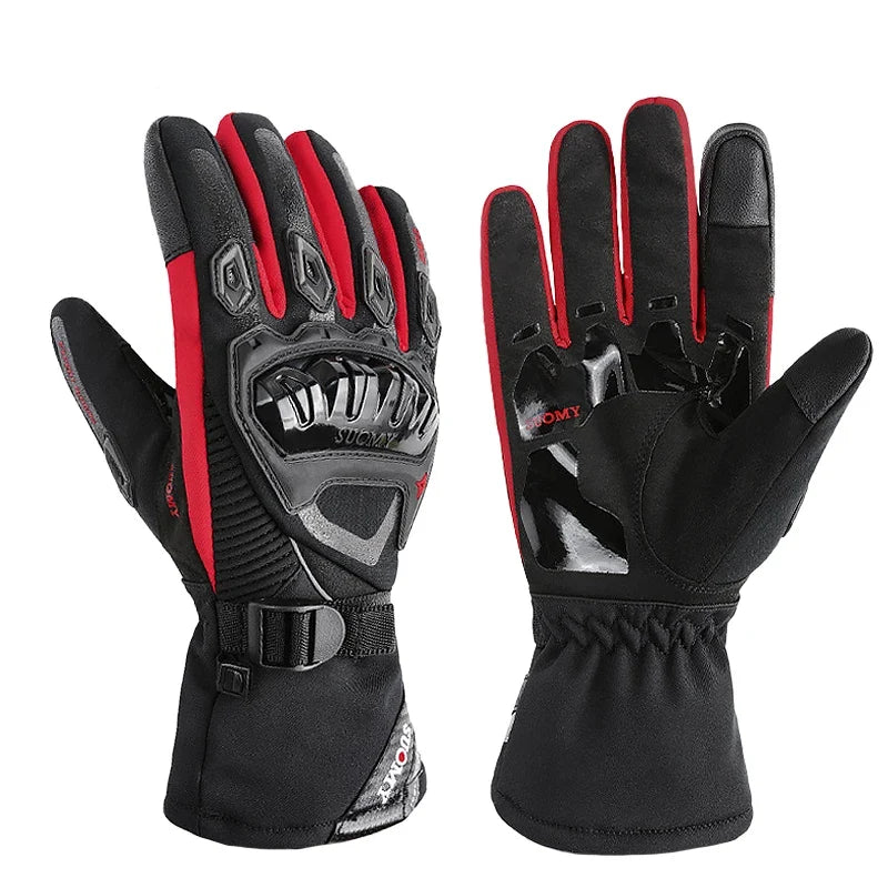Warm Winter Touchscreen Gloves by BikerZoneZ, black/red motorcycle gloves pair on Tampa Home & Garden Store