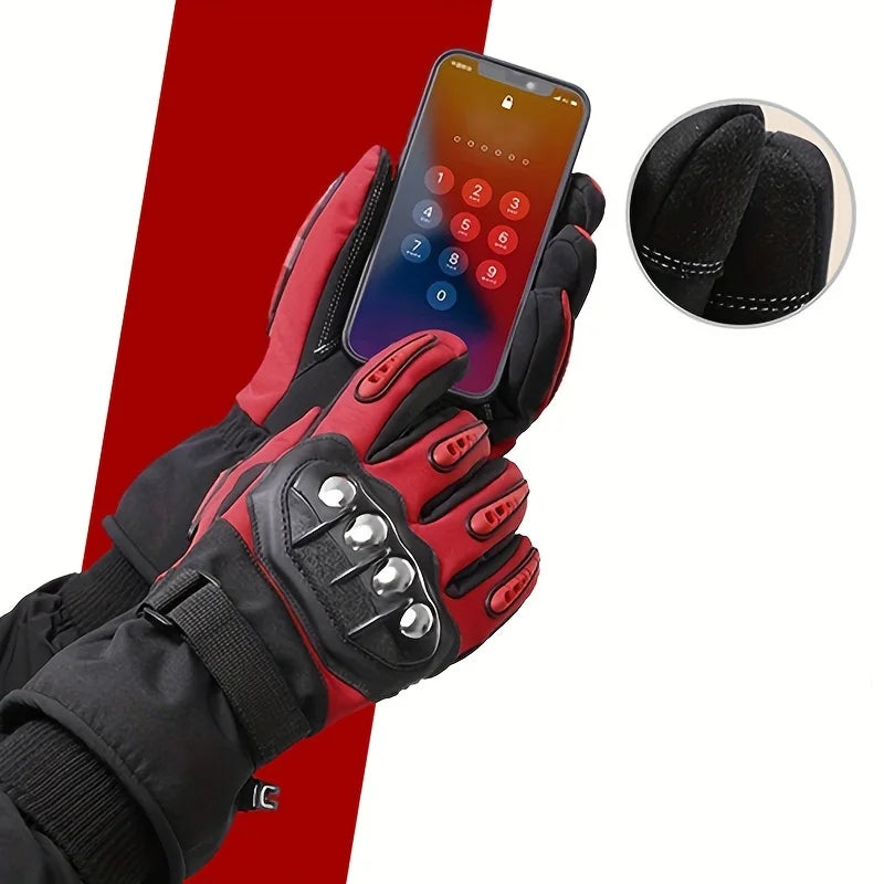 Winter Warm Waterproof Windproof Gloves red/black with knuckle armor by BikerZoneZ on Tampa Home & Garden Store