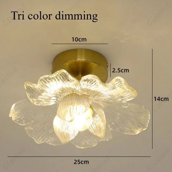 Perfecsy LED Flower Petal Ceiling Lamp with petals and brass canopy, tri-color dimming, E27 on Tampa Home & Garden Store
