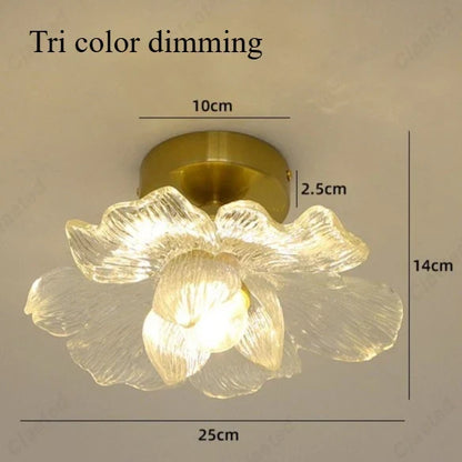 Perfecsy LED Flower Petal Ceiling Lamp with petals and brass canopy, tri-color dimming, E27 on Tampa Home & Garden Store