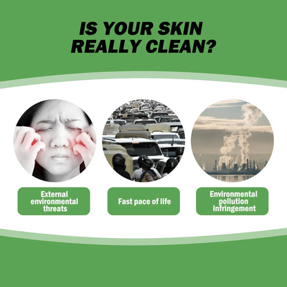 Bamboo Charcoal Cleansing Face Soap by Silcy Skin on eco green banner with circular icons on Tampa Home & Garden Store