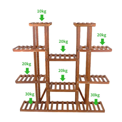 11 Tier Wooden Plant Stand for Indoor and Outdoor