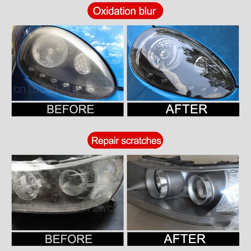 Headlight restoration kit UpTrend Deals: blue oxidation blur before/after and scratch repair on Tampa Home & Garden Store