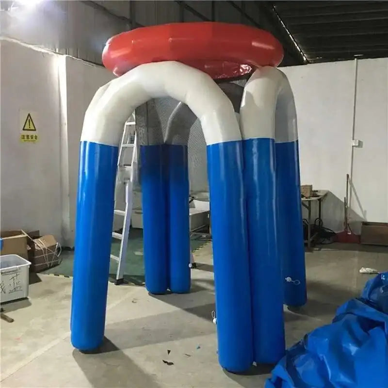 Iatable Custom Hoop Basketball Shooting Game inflatable with blue pillars and red hoop on Tampa Home & Garden Store