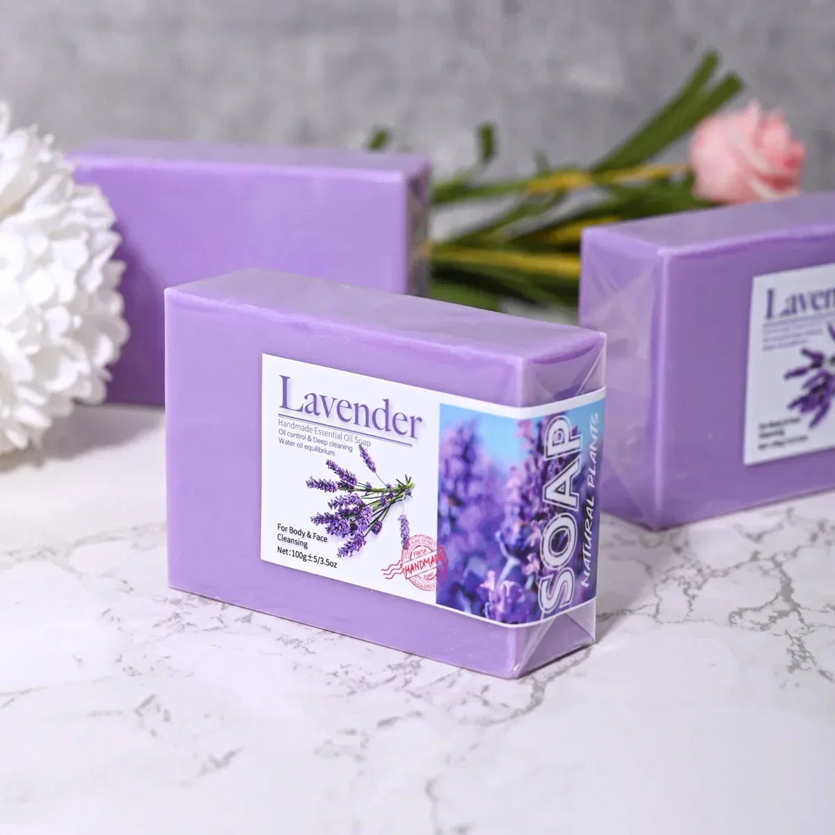 Lavender essential oil soap boxes, purple handmade packaging, 3-pack on Tampa Home & Garden Store
