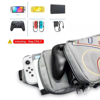 Gray universal crossbody game console storage bag by FLIPSTYLEZLLC for Staem/Switch OLED on Tampa Home & Garden Store