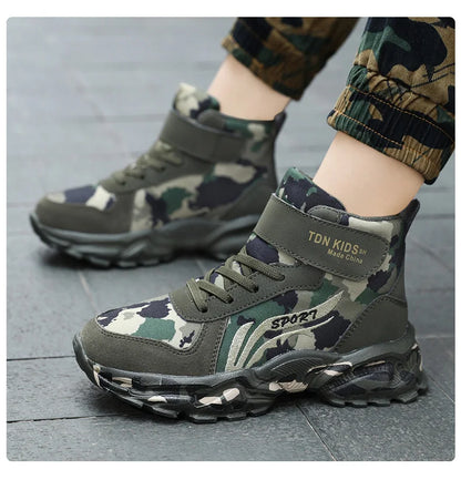 Kids Winter Snow Boots camouflage with plush lining, green anti-slip sole, UpTrend Deals on Tampa Home & Garden Store