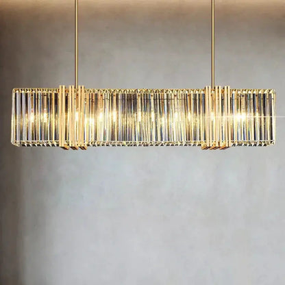 DecorBites Luxe E14 LED Crystal Pendant Chandelier with gold-tone frame and crystal prisms on Tampa Home & Garden Store