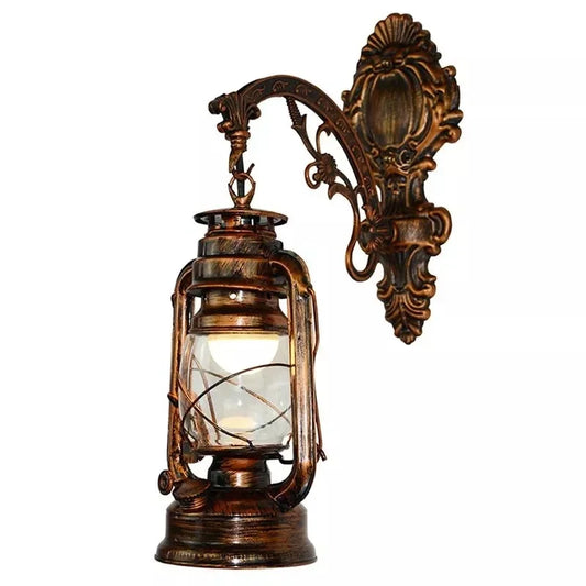 Retro Kerosene Wall Lamp Antique Bronze Iron Horse Lantern Corridor Lighting Fixture - Tampa Home & Garden Store