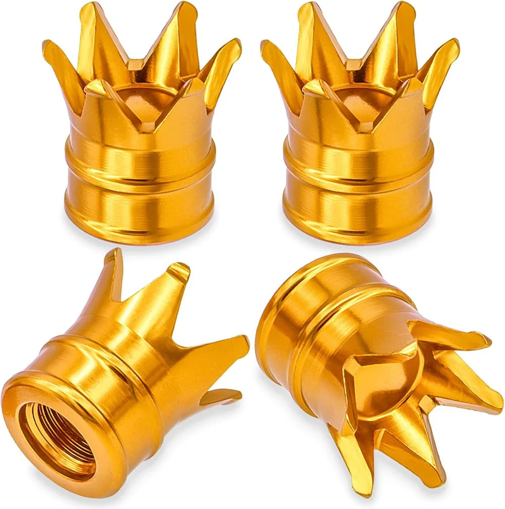 4PCS Crown Valve Stem Caps gold aluminum 4-pack on Tampa Home & Garden Store