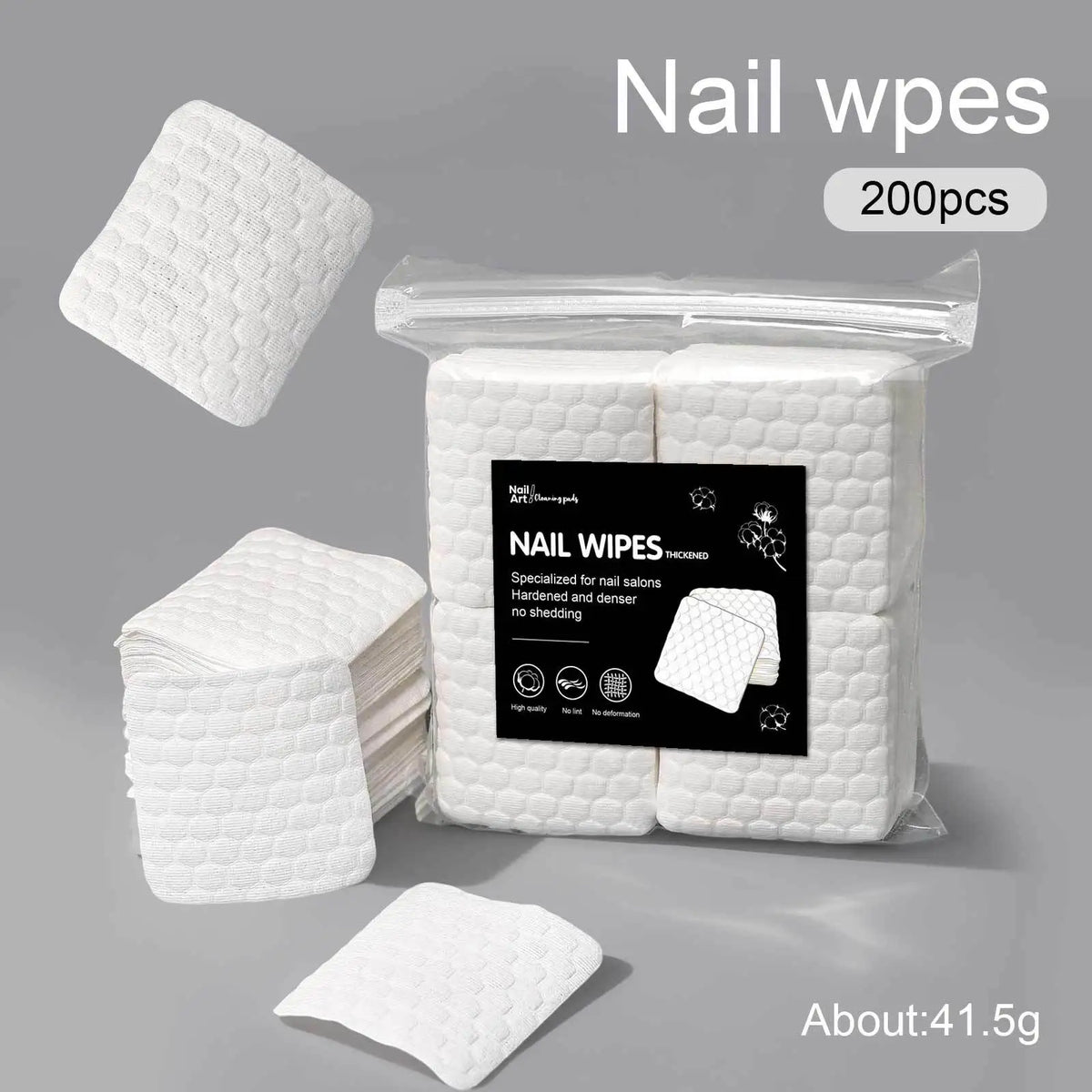 Nail wipes 200pcs lint-free pads by Silcy Skin in a resealable bag with honeycomb white squares on Tampa Home & Garden Store