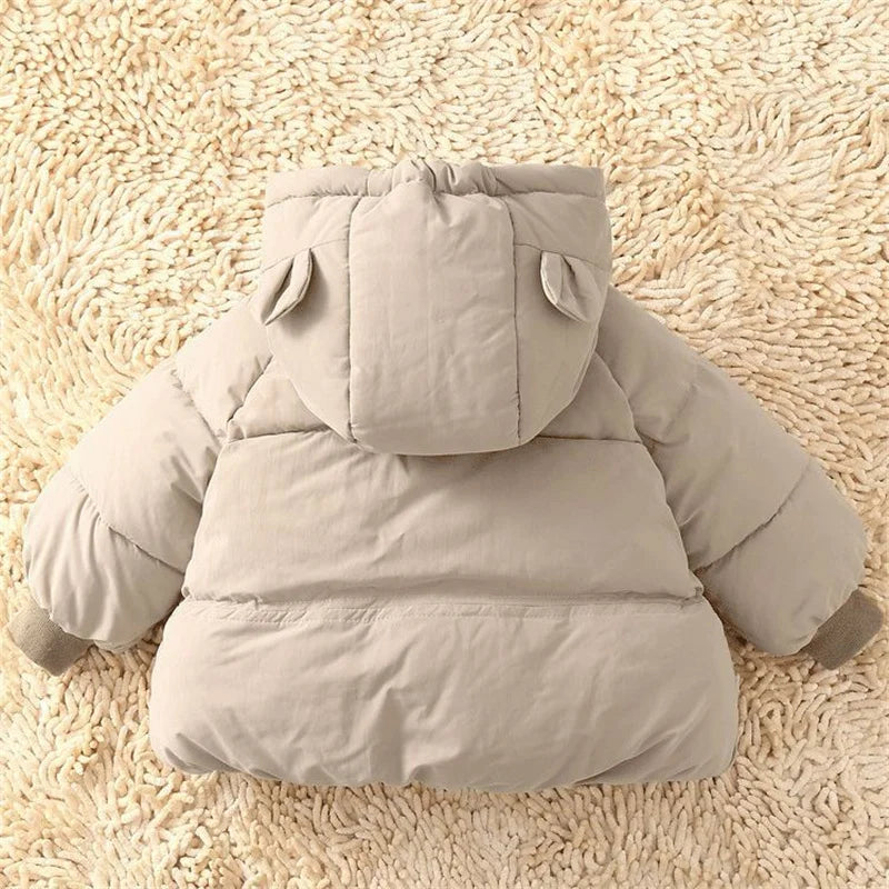 Kids Winter Down Jacket hooded parka in light gray, kids' puffer coat on Tampa Home & Garden Store