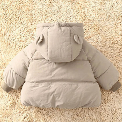Kids Winter Down Jacket hooded parka in light gray, kids' puffer coat on Tampa Home & Garden Store