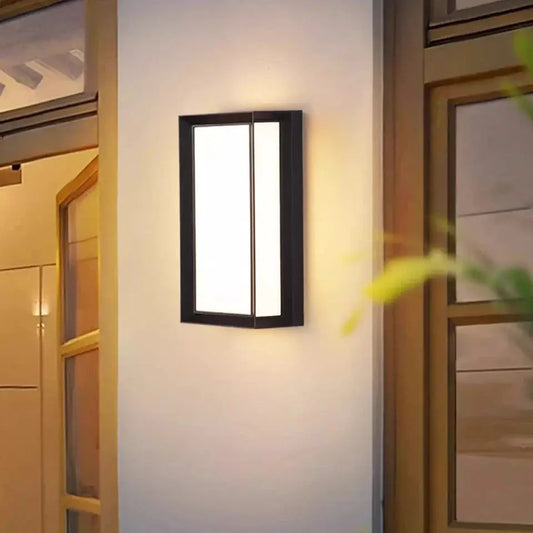 LED Outdoor Wall Light with black frame, white diffuser, IP66 motion sensor porch light on Tampa Home & Garden Store