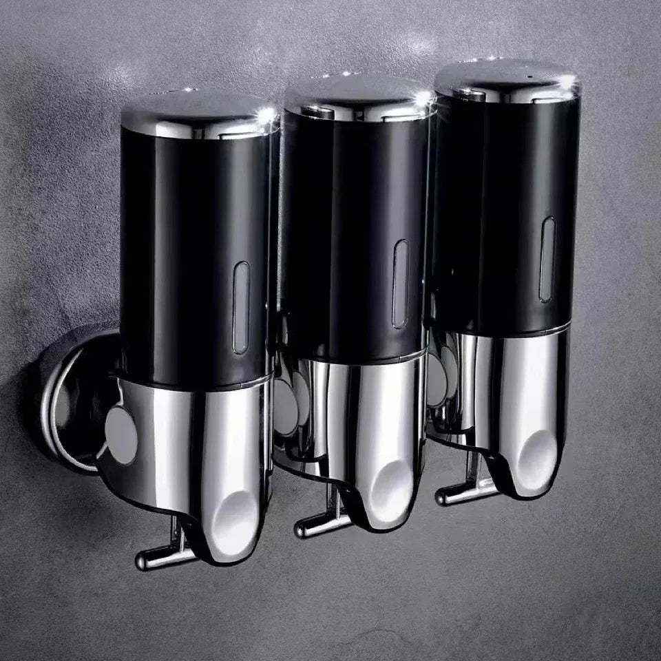 Wall mounted 3-tube dispenser set, black chrome finish, 500–1500ml capacity each, UpTrend Deals on Tampa Home & Garden Store