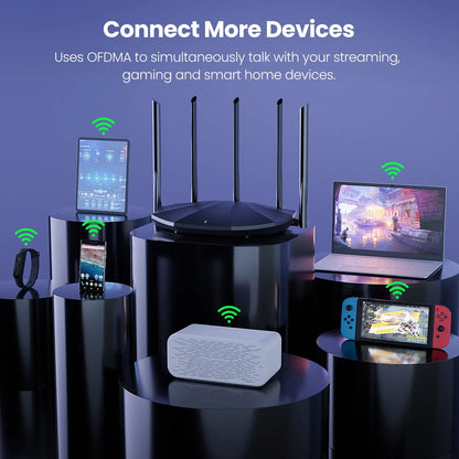 WiFi 6 AX1500 Dual Band Gigabit Router Signal Booster for Home Office