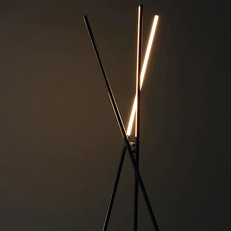 DecorBites Knox tripod floor lamp with black metal legs and warm LED tubes, Nordic design on Tampa Home & Garden Store