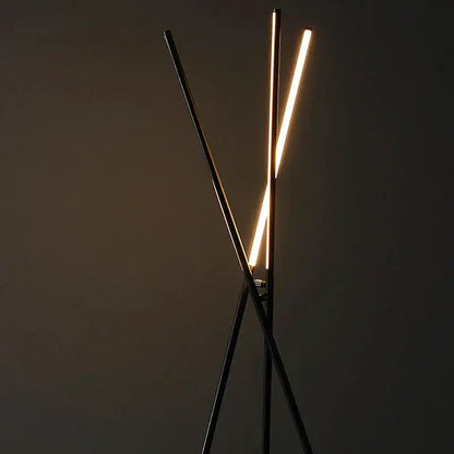 DecorBites Knox tripod floor lamp with black metal legs and warm LED tubes, Nordic design on Tampa Home & Garden Store