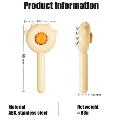 Stevvex cat grooming brush with beige ABS handle and orange center stainless teeth on Tampa Home & Garden Store