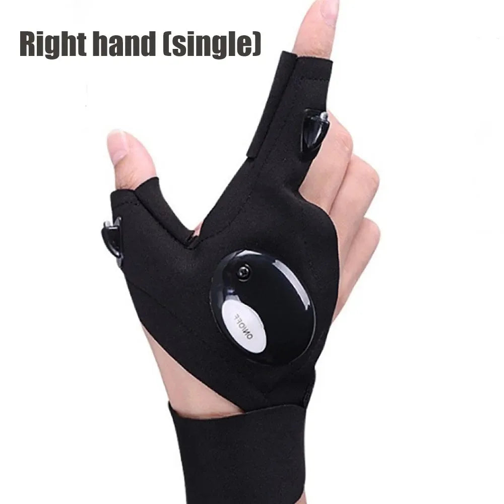 LED Cycling Gloves – Fingerless Gloves with Lights for Fishing, Outdoor & Sports