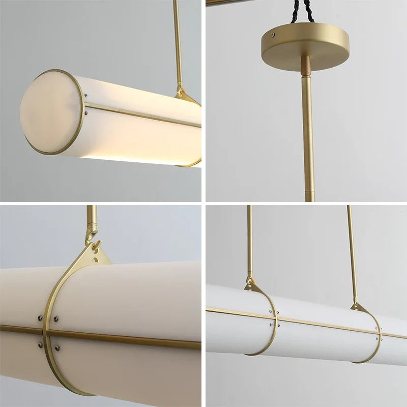 DecorBites kitchen island pendant light with frosted white shade and brass hardware on Tampa Home & Garden Store