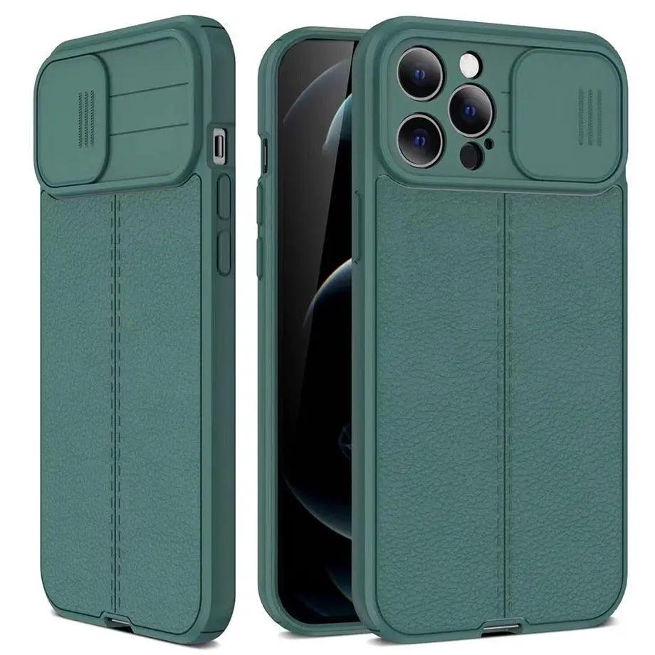 Lux Leather Black Shockproof Case for iPhone