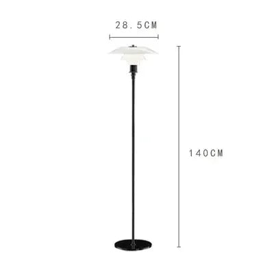 DecorBites LED floor lamp with white layered shade, black stem, 140cm tall for living room on Tampa Home & Garden Store