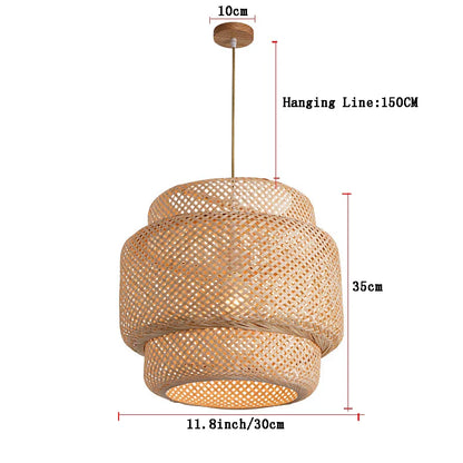 Handwoven Chinese Bamboo Pendant Lamp – Woven Hanging Light for Restaurant & Home
