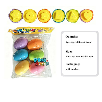 FLIPSTYLEZLLC Montessori shape egg puzzle set with 6 colorful eggs and matching lids on Tampa Home & Garden Store