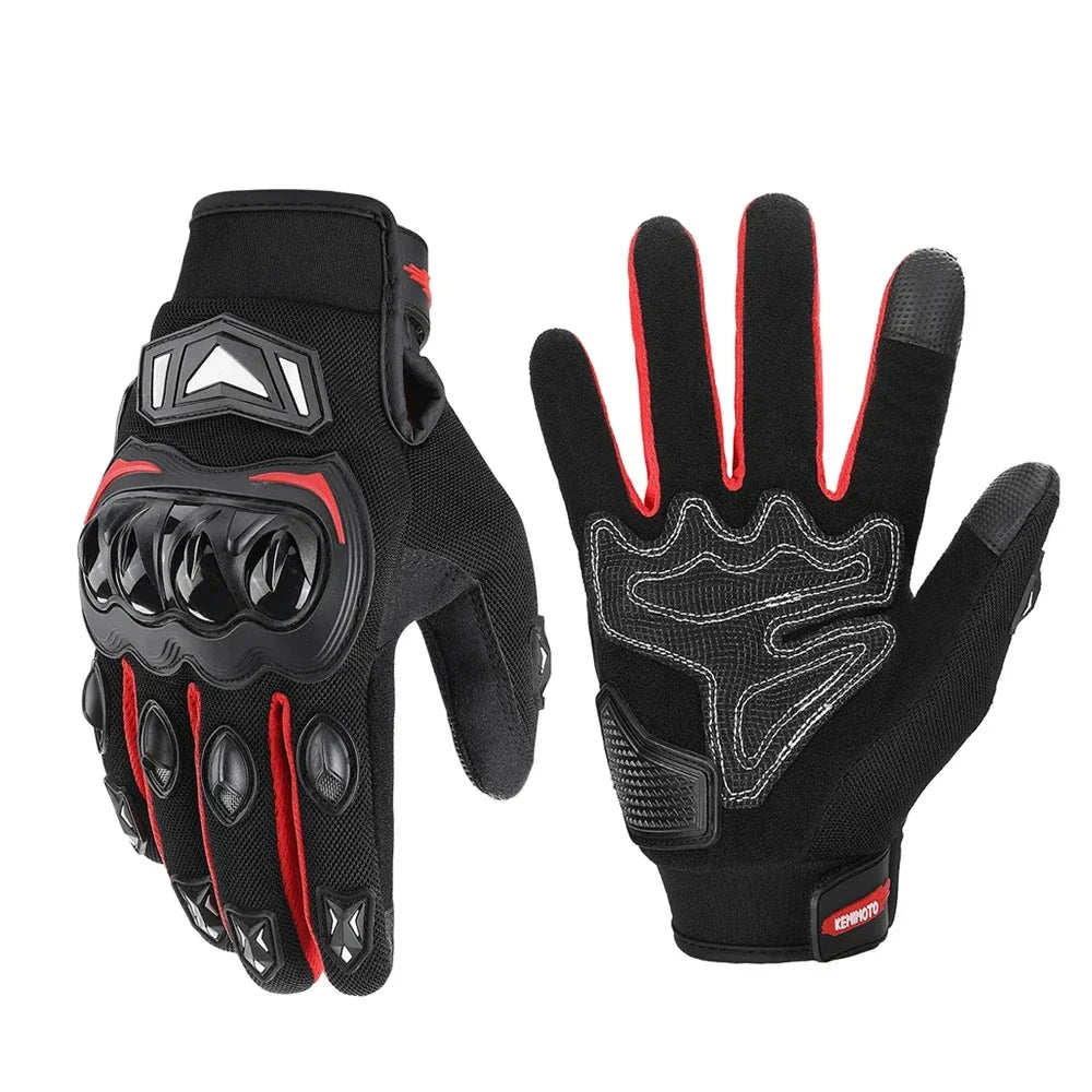 BikerZoneZ riding gloves with hard knuckle protection black-red touchscreen on Tampa Home & Garden Store
