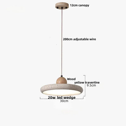 DecorBites LED Pendant Lamp Black Iron Wabi Sabi with yellow travertine ring 30cm dia on Tampa Home & Garden Store