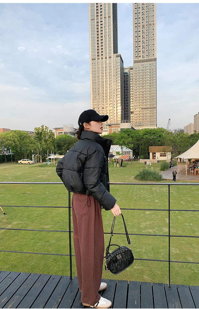Women Winter Cropped Jacket UpTrend Deals black cotton-padded puffer coat on Tampa Home & Garden Store