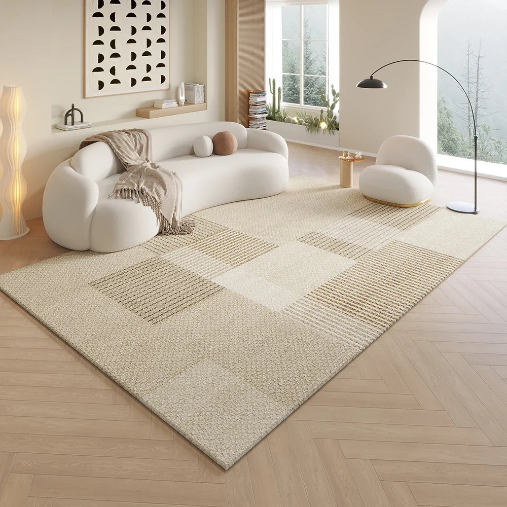 VIKAMA cream Lineage living room rug anti-slip floor mat for sofa and coffee table Perfecsy on Tampa Home & Garden Store