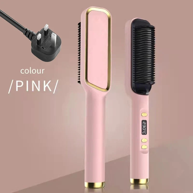 Electric hot comb Silcy Skin pink multifunctional straightener with digital display anti-scald on Tampa Home & Garden Store