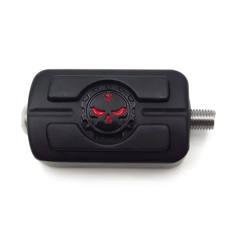 Motorcycle skull shifter foot peg with black body, red skull emblem, chrome threaded stud for Harley Touring by BikerZoneZ on Tampa Home & Garden Store