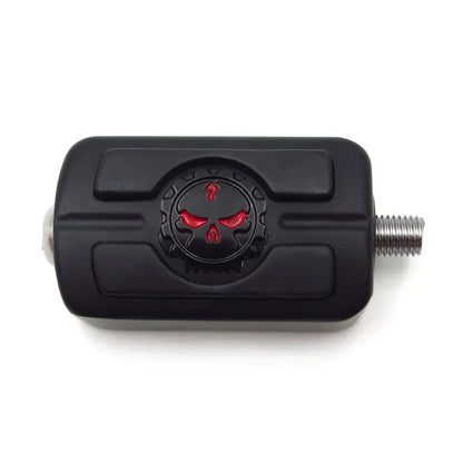 Motorcycle skull shifter foot peg with black body, red skull emblem, chrome threaded stud for Harley Touring by BikerZoneZ on Tampa Home & Garden Store