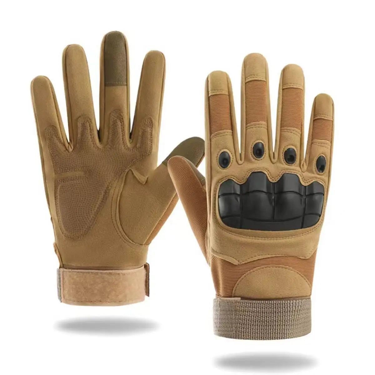 Tan Tactical Sports Gloves Touch Design motorcycle gloves knuckle padding Velcro cuff on Tampa Home & Garden Store