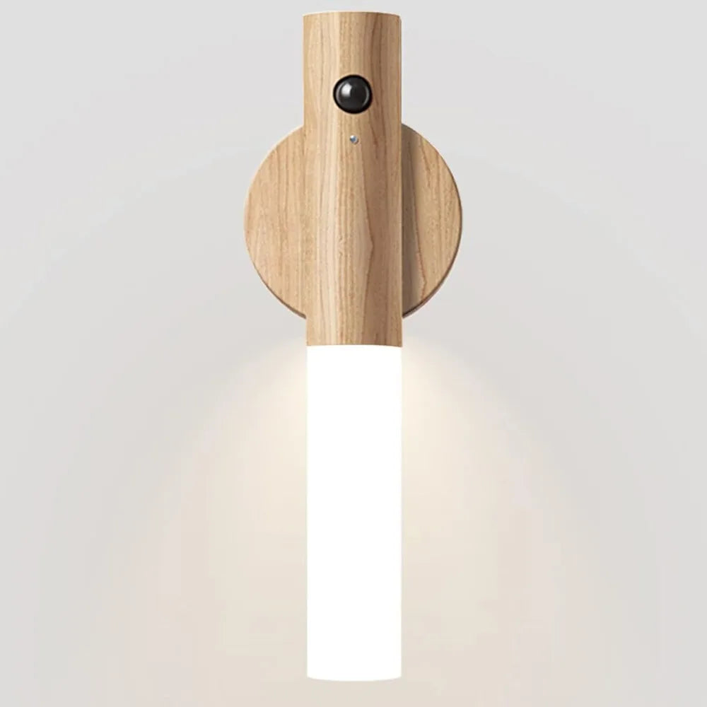 WoodAura | Rechargeable Motion Sensor Wall Sconce with Magnetic Decor