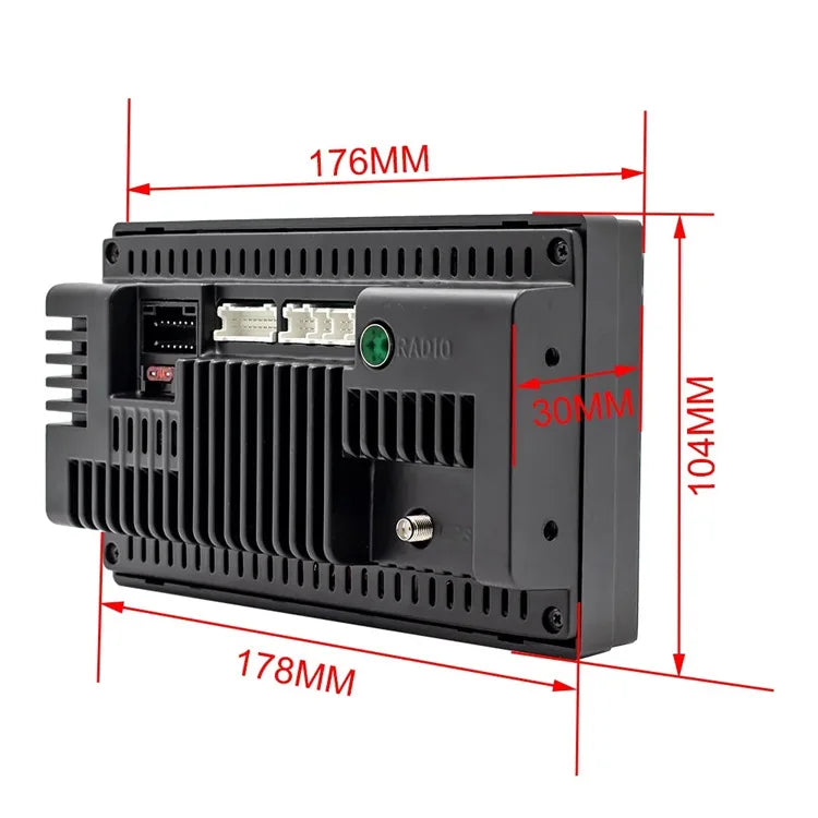 Car touch screen display back view with USB ports, black housing, 176mm wide x 104mm tall on Tampa Home & Garden Store