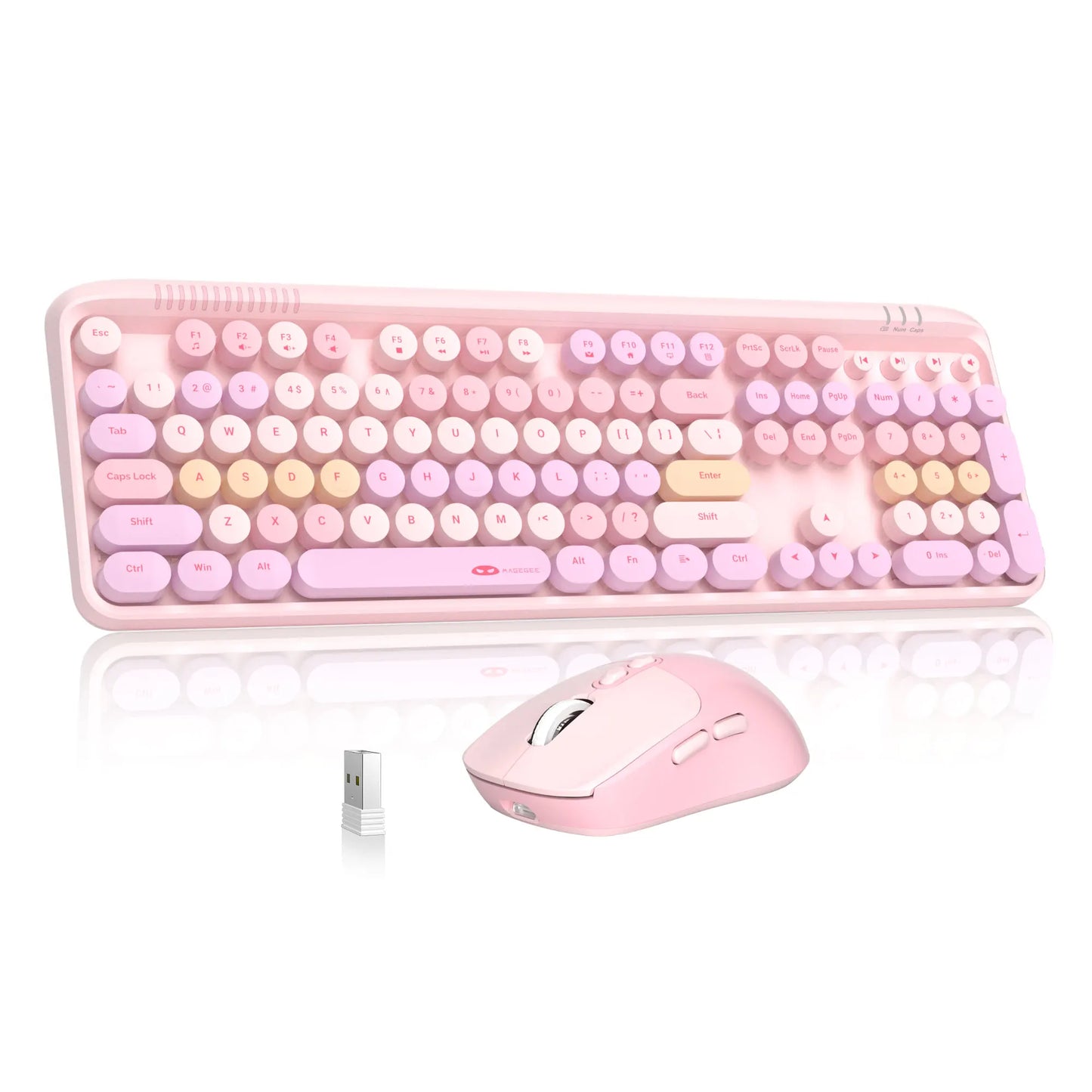 Pink MageGee V920 keyboard and wireless mouse set with USB dongle, 104 keys, 3 DPI adjustable on Tampa Home & Garden Store